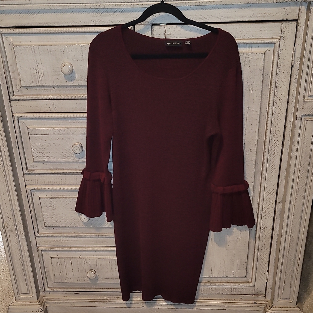 Chico's Deep Red Long Sleeve Dress
